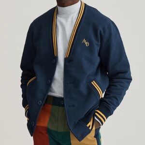 Aime Leon Dore French Terry Cardigan Sweater Maritime‎ Blue Mens Size XXL Navy